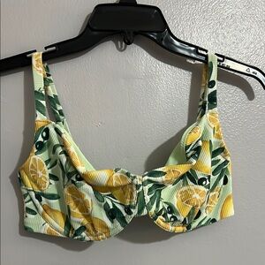 A&F Lemon Print Ribbed Bikini Top
